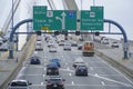 Street traffic on Leonard P. Zakim Bunker Hill Bridge Boston - BOSTON , MASSACHUSETTS - APRIL 3, 2017 Royalty Free Stock Photo