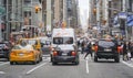 Street traffic in New York - typical street view in Manhattan- MANHATTAN - NEW YORK - APRIL 1, 2017