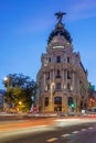 Street traffic in night Madrid Royalty Free Stock Photo