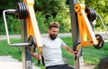 Street training at the open air gym. Royalty Free Stock Photo