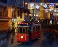 Street Tram on Istiklal street. Royalty Free Stock Photo