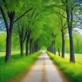 street tree road green background travel landscape nature