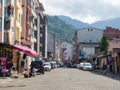 Street in a Turkish town. Quiet place. Asian city. Street overlooking the city. Mountains behind the houses