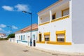 Street with typical Portuguese white houses in Sagres, the municipality of Vila do Bispo, southern Algarve of Portugal Royalty Free Stock Photo