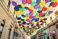 Street with umbrellas Royalty Free Stock Photo