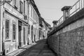 Street under the bridge in old town Petrovaradin, Novi Sad, Serbia.