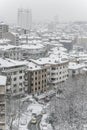 Street under snow in Istnabul, Turkey in winter Royalty Free Stock Photo