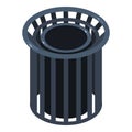 Street urn icon isometric vector. New black empty freestanding round metal urn