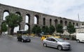 Street at Valens Aqueduct in Istanbul-Fatih, Turkey