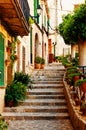 Street in Valldemossa village in Mallorca Royalty Free Stock Photo