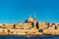 Street of Valleta, Malta`s capital. Cityscape in Sunny Day Royalty Free Stock Photo