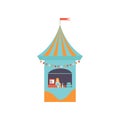 Street Vendor Booth with Fast Food, Market Food Counter, Retail Selling Kiosk Vector Illustration