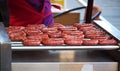 Street Vendor Cooks Sausages Royalty Free Stock Photo