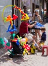 Street vendor of inflatable balls