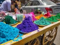 Street vendor selling colour powder on the occasion on Holi