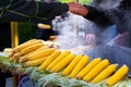 Street vendor selling hot sweet corn