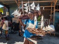 Street vendor selling models of sailing ships Royalty Free Stock Photo