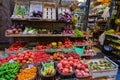 Street vendor sells fruits and vegetables Royalty Free Stock Photo