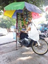 Street vendor stall useing motorcycle Royalty Free Stock Photo