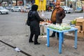 Street vendors sell traditional items to celebrate the Persian new year Nowruz. Astara. Gilan Province, Iran.