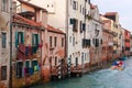 Street in Venice, Italy. Venice city famous channel lifestyle. View of usual Venice street river. Royalty Free Stock Photo