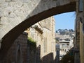 Street Via Dolarosa. View of the Mount of Olives. Jerusalem. Israel