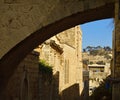 Street Via Dolarosa. View of the Mount of Olives. Jerusalem. Israel