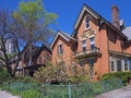 street of Victorian gothic style houses