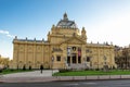 A street view of Art Pavilion museum building in King Tomislav square, Zagreb, Croatia Royalty Free Stock Photo