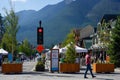 Street view of Banff avenue in summer time season