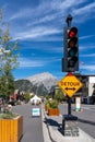 Street view of Banff avenue in summer time season