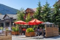 Street view of Banff avenue in summer time season