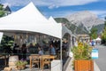 Street view of Banff avenue in summer time season Royalty Free Stock Photo