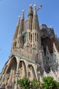 Street View of The Basilica and Expiatory Church of the Holy Family in Barcelona, Spain Royalty Free Stock Photo