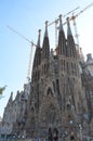 Street View of The Basilica and Expiatory Church of the Holy Family in Barcelona, Spain Royalty Free Stock Photo