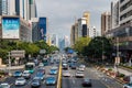 Street view of beautiful skylines in the Shennan Boulevard, one of busy streets in Shenzhen of China