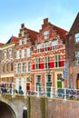 Street view and bicycles in Leiden, Netherlands