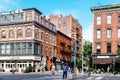 Street view of Bowery in East Village of New York City