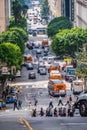 Street view at Bunker Hill in Downtown Los Angeles - CALIFORNIA, USA - MARCH 18, 2019