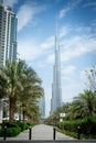 Street with view of Burj Khalifa - Dubai Business Bay Tomasz Ganclerz 09.03.2017 Royalty Free Stock Photo