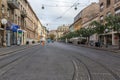 Street view and the bus tram, public transportation in Zagreb, Croatia