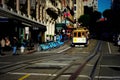 Street View with Cable Car at Downtown San Francisco Royalty Free Stock Photo