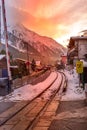 Street view in Chamonix town, French Alps, France