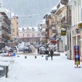 Street view in Chamonix town, French Alps, France