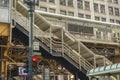 Street view of Chicago downtown under elevated train station in Chicago,USA Royalty Free Stock Photo