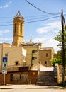 Street view - church Santa Maria, baroque style. La Bisbal Emporda. Costa Brava. Spain Royalty Free Stock Photo