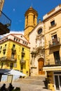 Street view - church Santa Maria, baroque style. La Bisbal Emporda. Costa Brava. Spain Royalty Free Stock Photo