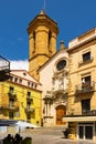 Street view - church Santa Maria, baroque style. La Bisbal Emporda. Costa Brava. Spain Royalty Free Stock Photo