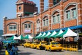 Street view on Cijin island with ferry pier and taxi line in Kaohsiung Taiwan