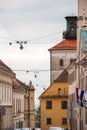 Street view at Cirilometodska street and Lotrscak Tower in Zagreb